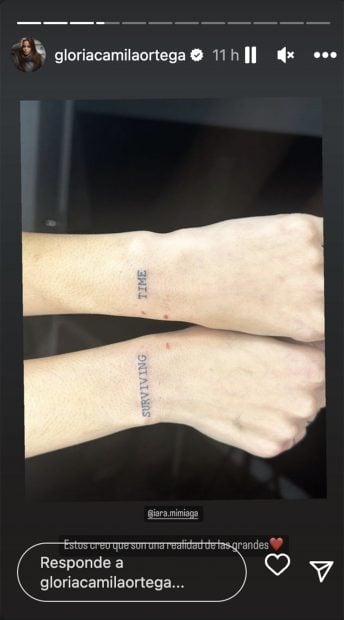 Storie de los tatuajes de Gloria Camila en las mu&ntilde;ecas. / Instagram