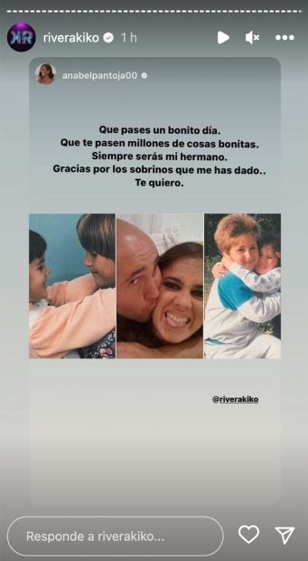 Anabel Pantoja felicita a Kiko Rivera por su cumplea&ntilde;os / Instagram