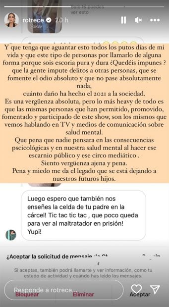 Storie de Roc&iacute;o Flores. / Instagram