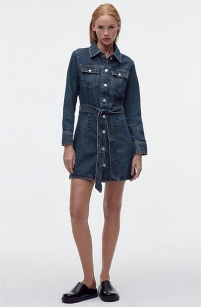 Vestido corto con botones vaquero de Zara / Zara