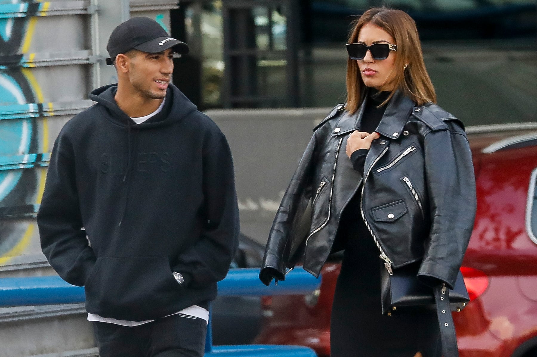 Hiba Abouk y Achraf Hakimi en Madrid / Gtres