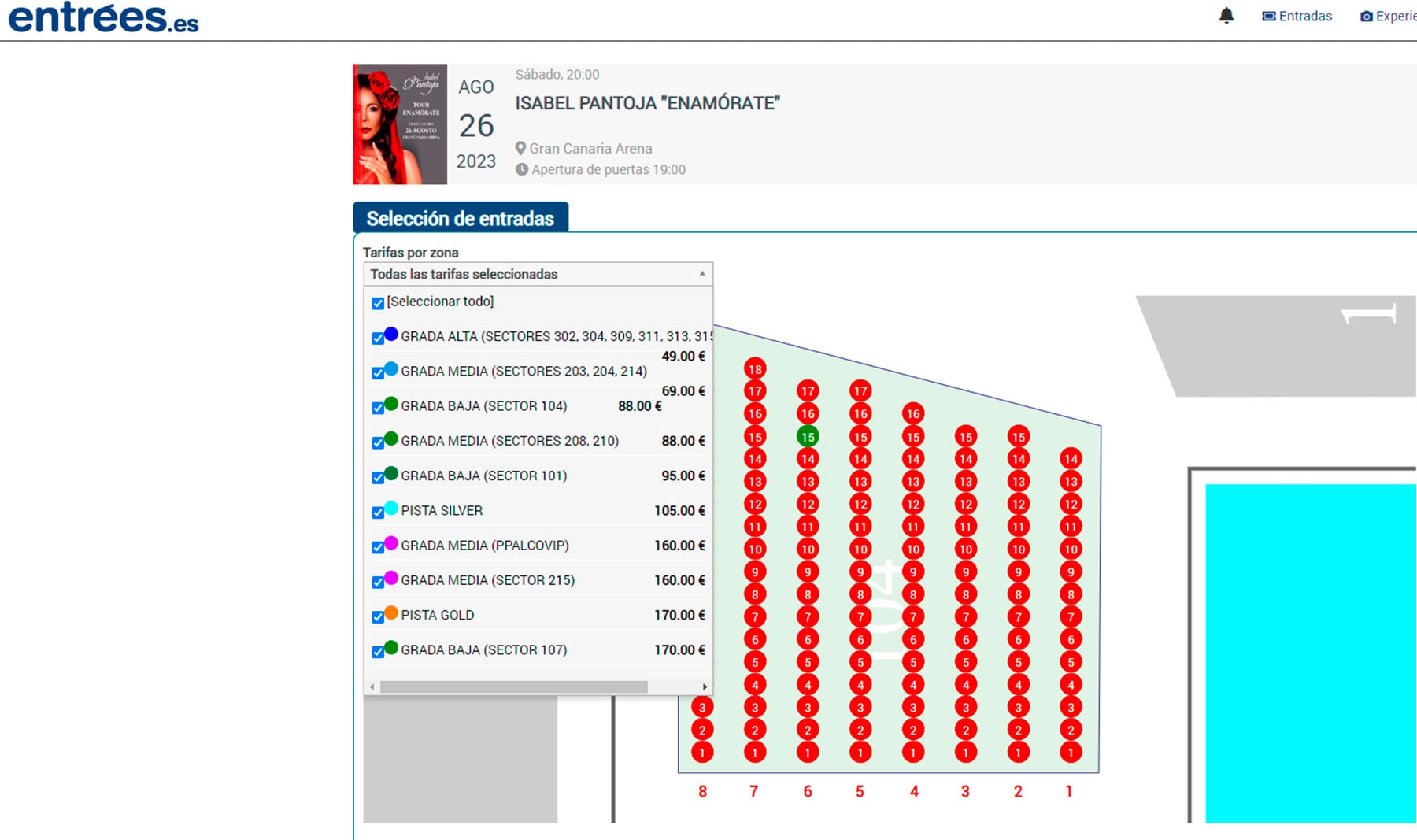 Precios del concierto en Canarias de Isabel Pantoja