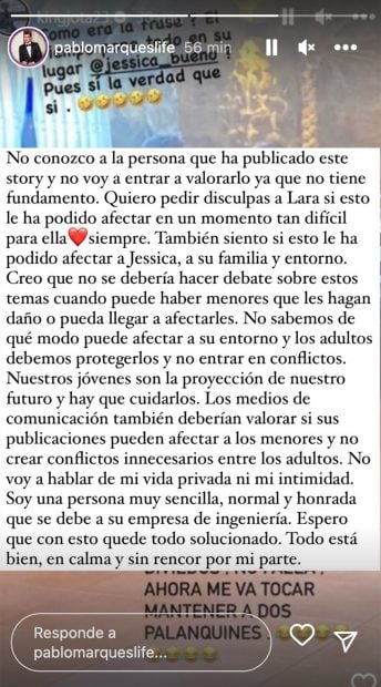 Pablo Marqués responde a Jota Peleteiro / Instagram