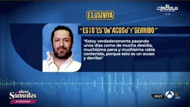 Audio de Rafael Amargo en 'Y ahora Sonsoles'. / Antena 3