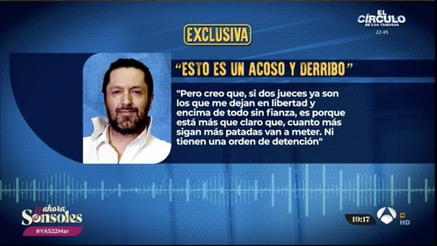 Audio de Rafael Amargo en 'Y ahora Sonsoles'. / Antena 3