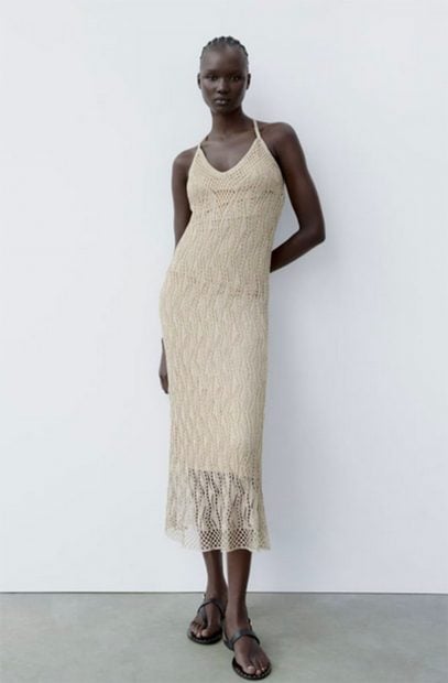 Vestido de Zara dorado / Zara