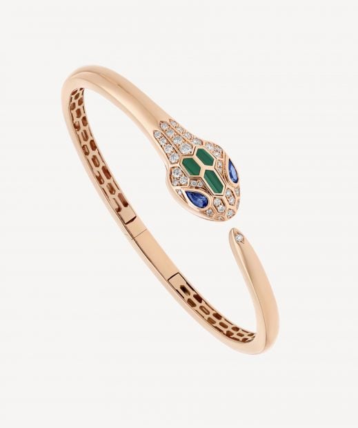 Pulsera 'Serpenti' de oro rosa, zafiros y diamantes. / Bulgari