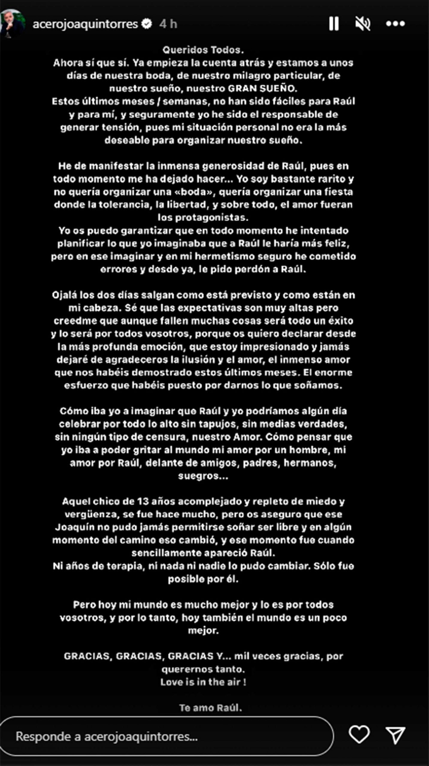 Carta abierta de Joaquín Torres