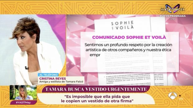 Sonsoles &Oacute;nega hablando telef&oacute;nicamente con Cristina Reyes en 'Y ahora Sonsoles'. / Antena 3