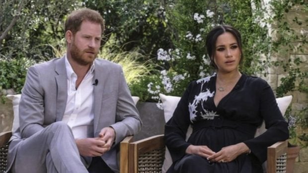 Meghan y Harry en su entrevista con Oprah. / CBS