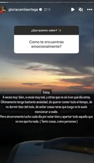 Storie de Gloria Camila. / Instagram