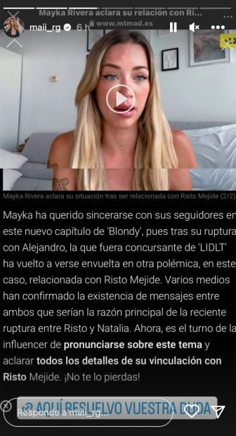 Storie de Mayka Rivera en Mtmad. / Instagram
