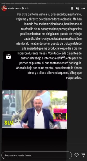 Storie de Marta Riesco hablando sobre 'S&aacute;lvame'. / Telecinco