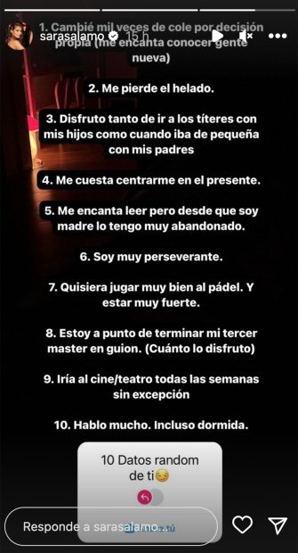 Curiosidades de Sara S&aacute;lamo / Instagram