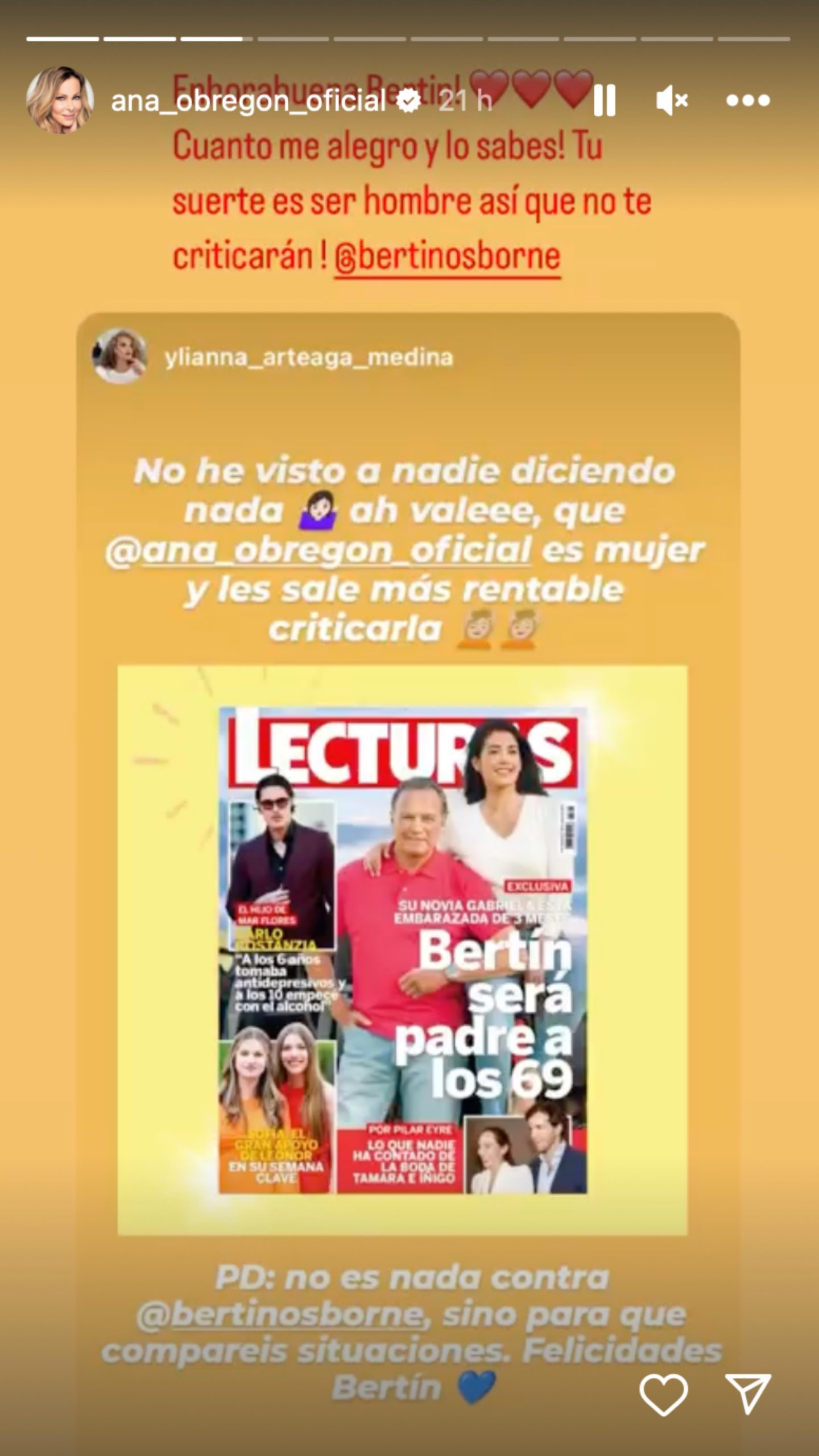 Historia de Instagram de Ana Obreg&oacute;n/ Instagram 