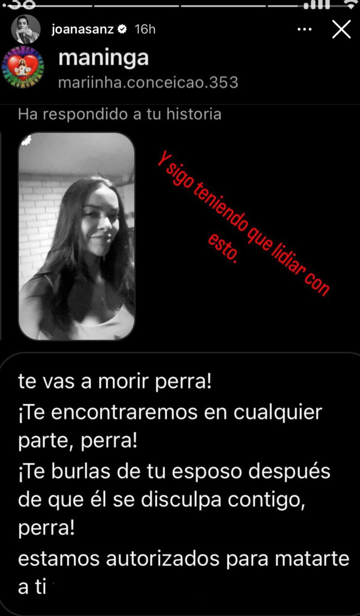 Captura de pantalla de un stories de Joana Sanz / Instagram