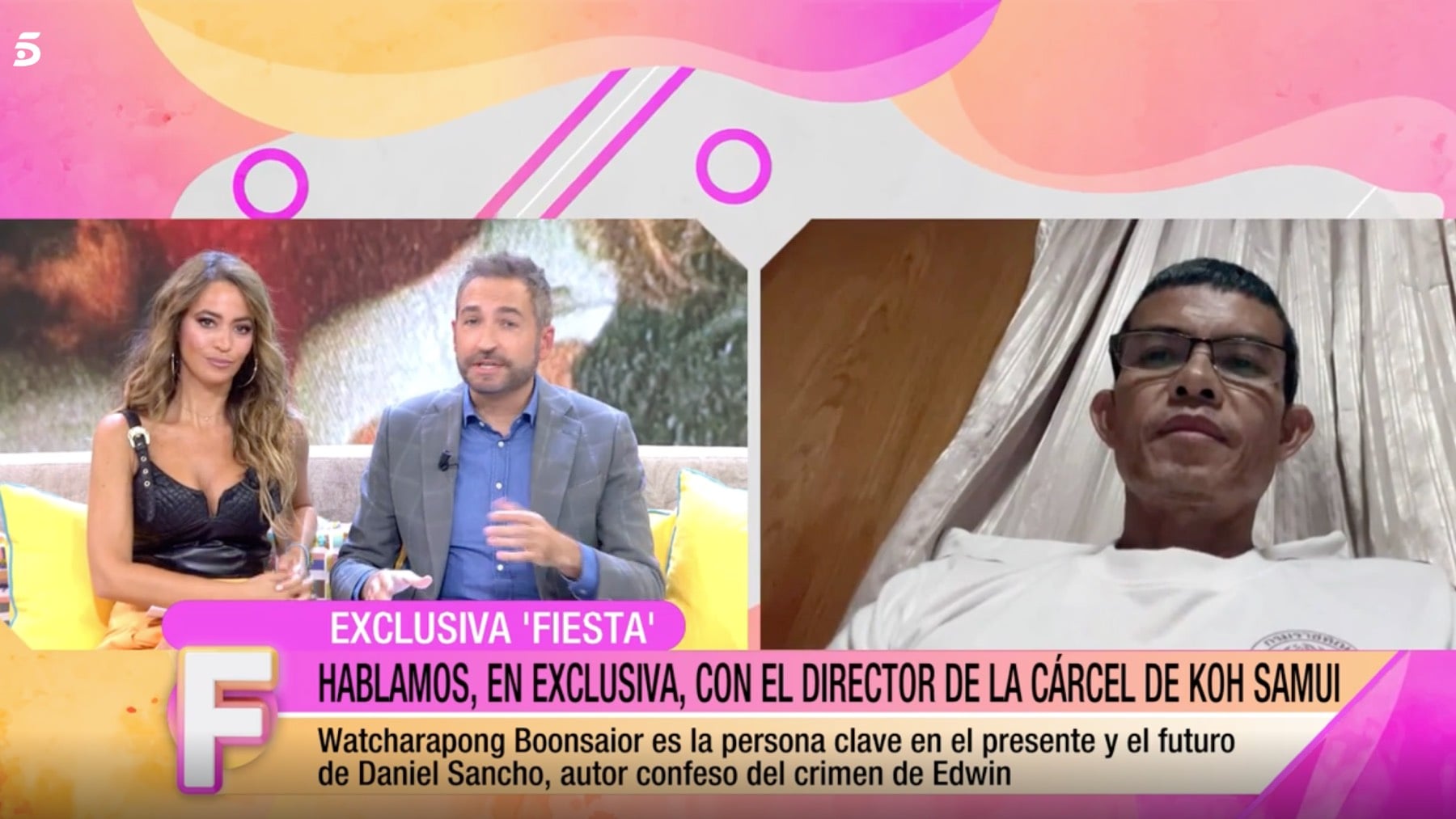 El director de la prisi&oacute;n Koh Samui, Watcharapong Boonsaoir, hablando del caso de Daniel Sancho en el programa 'Fiesta'/ Mediaset