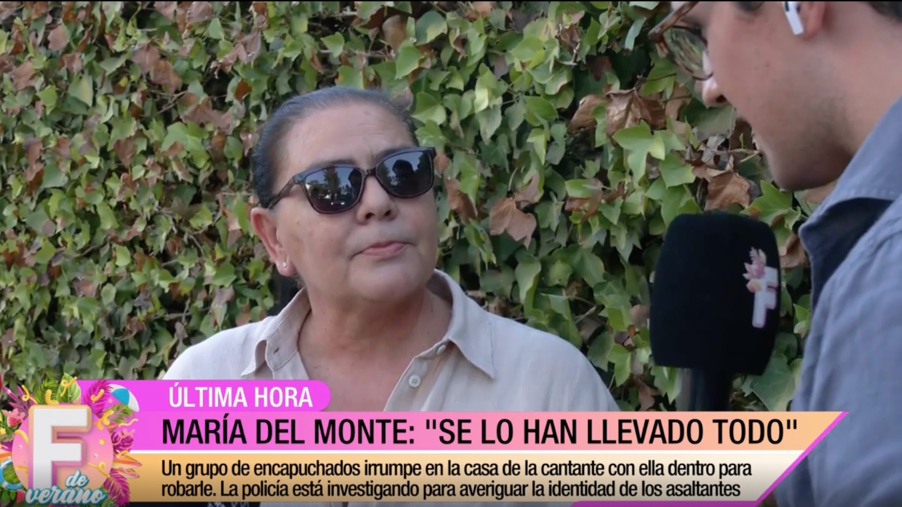 Mar&iacute;a del Monte habla del robo que ha sufrido en su domicilio de Sevilla en el programa 'Fiesta'/ Mediaset 