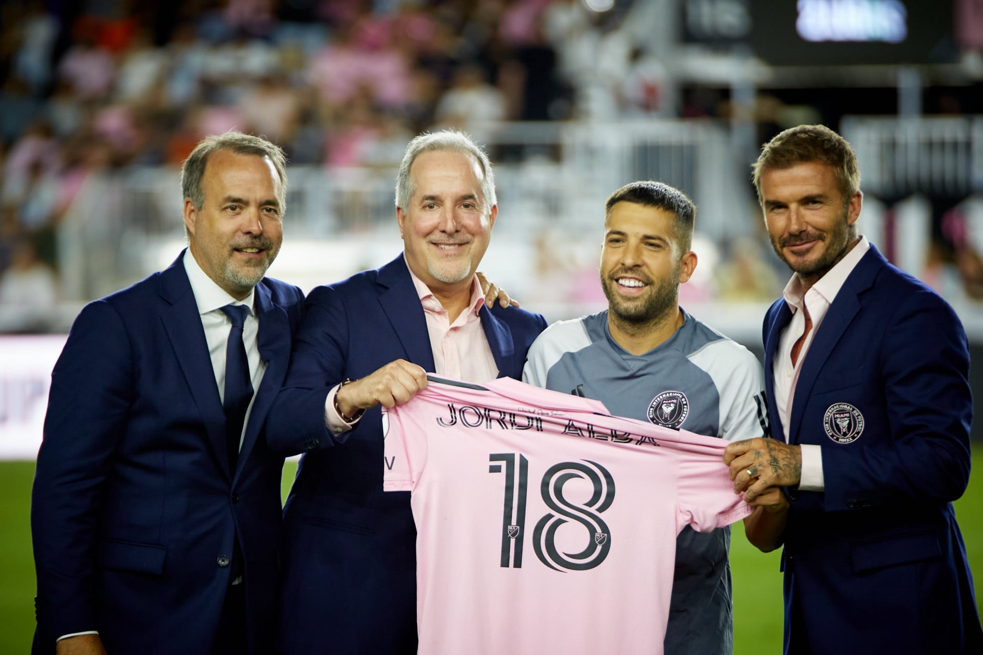 David Beckham y Jordi Alba, durante su presentación con el Inter Miami / Gtres