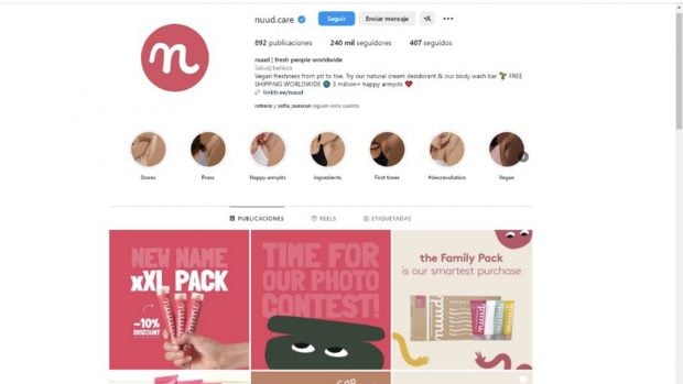 Pantallazo de la marca de cosm&eacute;ticos / Redes sociales