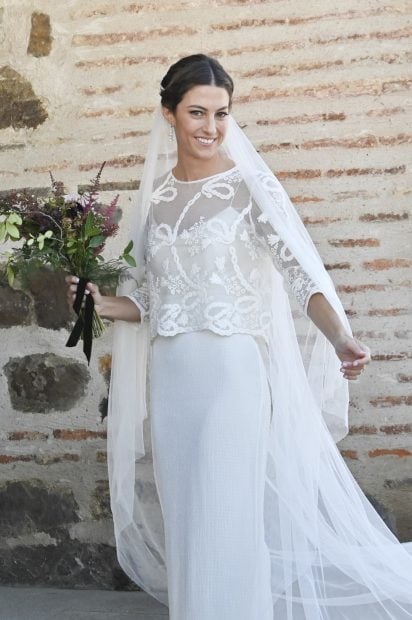 Pilar Montes con su vestido de novia / GTRES