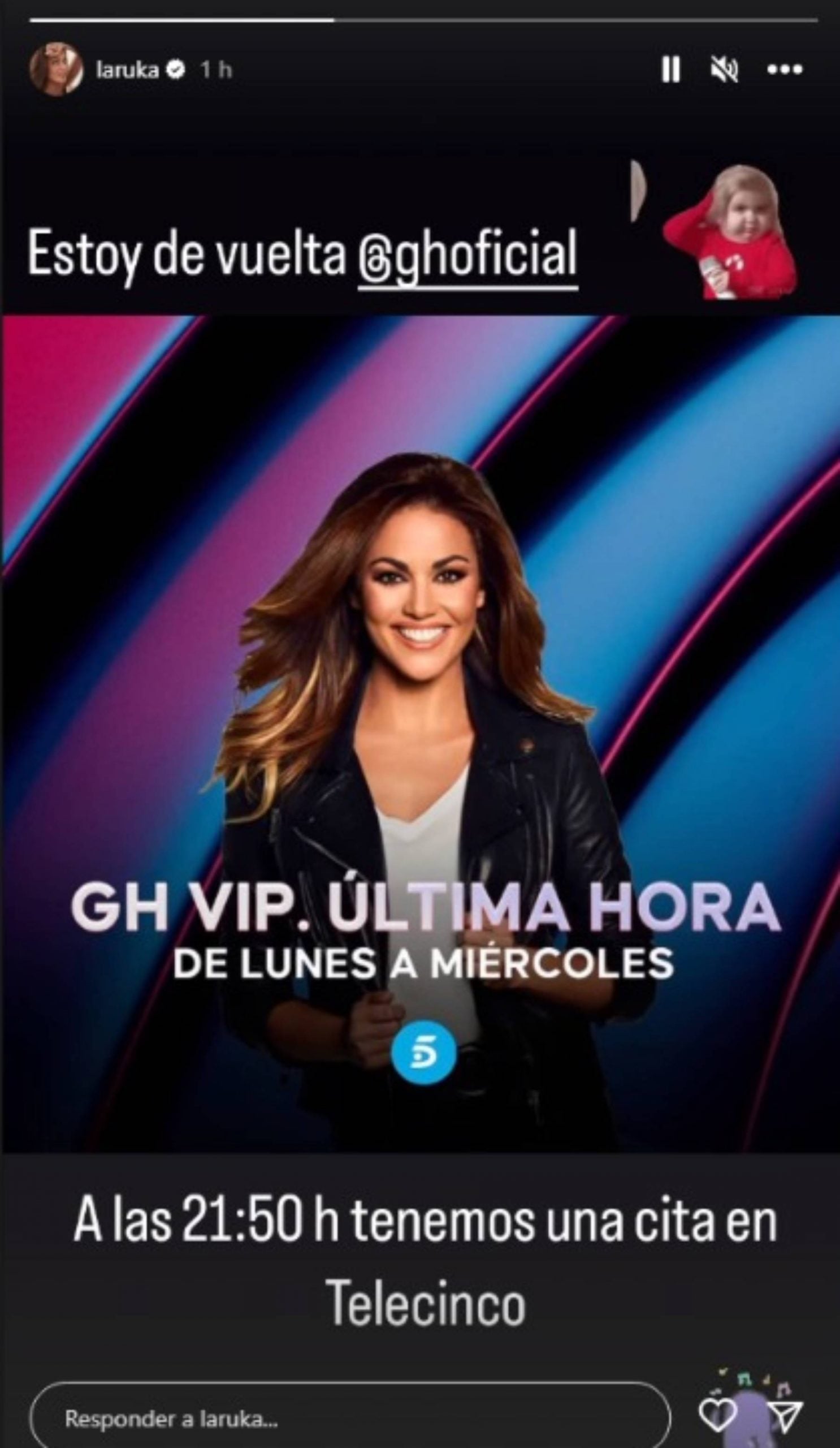 Lara &Aacute;lvarez anuncia que vuelve a formar parte de 'GHVIP'/ Instagram 