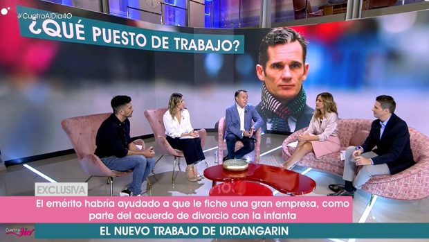 Juan Luis Galiacho anunciado el nuevo trabajo de I&ntilde;aki Urdangarin en el programa 'Cuatro al d&iacute;a'/ Mediaset 