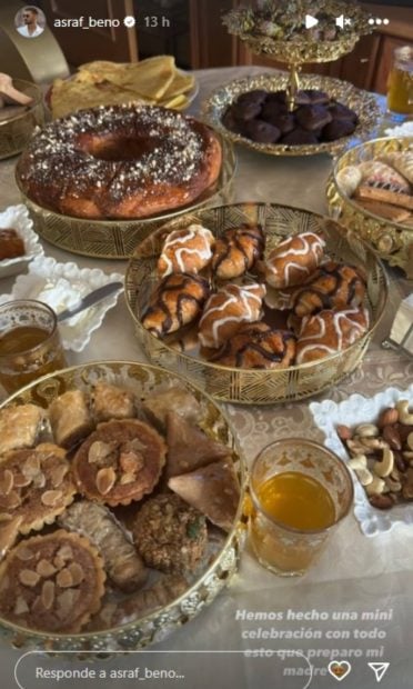 La comida que prepar&oacute; la madre de Asraf Beno tras su boda civil / Redes sociales