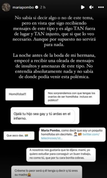 Pol&eacute;mica Mar&iacute;a Pombo, Mar&iacute;a Pombo hijo gay, Mar&iacute;a Pombo homofobia,