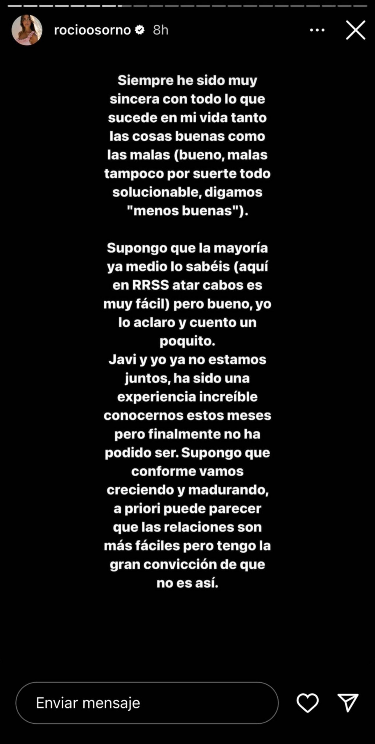 Rocío Osorno y Javier Lorenzana, ruptura Rocío Osorno