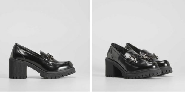 Merkal tiene el mocasín de tacón perfecto para llevar con calcetines y falda, un buen básico que seguro que no vas a dejar escapar