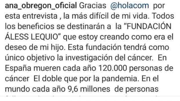 Ana Obregón, dinero Ana Obregón, fundacion aless lequio, mentiras ana obregon,