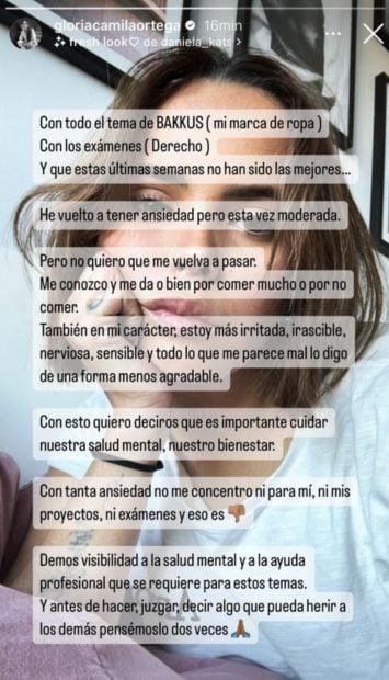 Gloria Camila, Gloria Camila salud mental, Gloria Camila edad, Gloria Camila depresión,