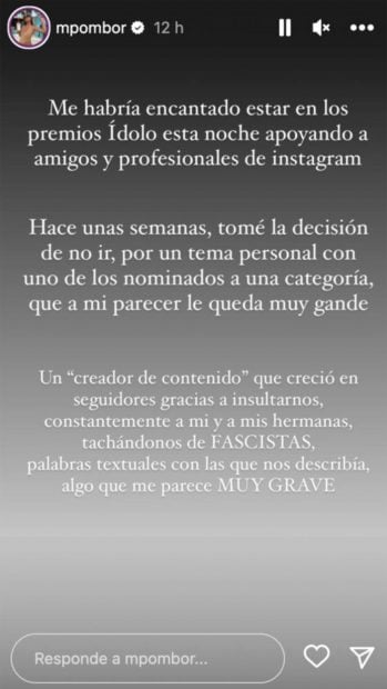 Mar&iacute;a Pombo, Marta Pombo, Luc&iacute;a Pombo, Pombo Premios &Iacute;dolo, ganadores Premios &Iacute;dolo, Mar&iacute;a Pombo &Iacute;dolo, nominaci&oacute;n Marta Pombo, categor&iacute;as &iacute;dolo