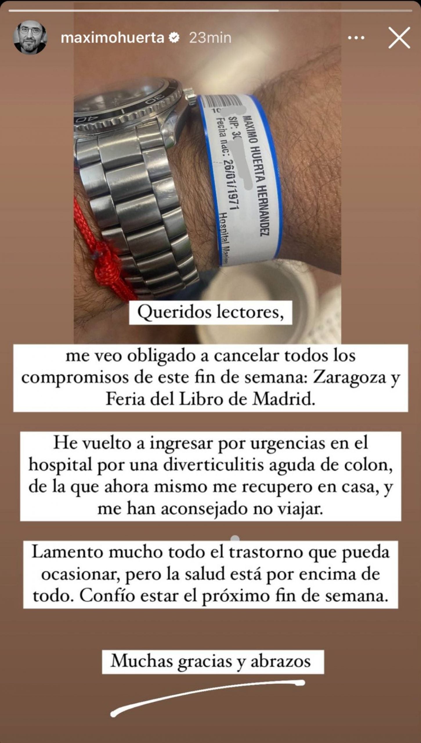 M&aacute;ximo Huerta, ingreso M&aacute;ximo Huerta, M&aacute;ximo