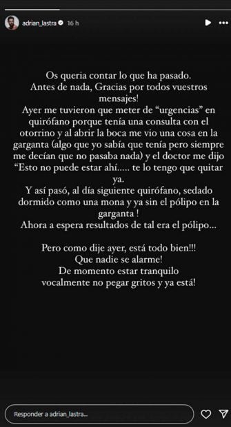 adrian lastra, probelma salud adrian lastra,