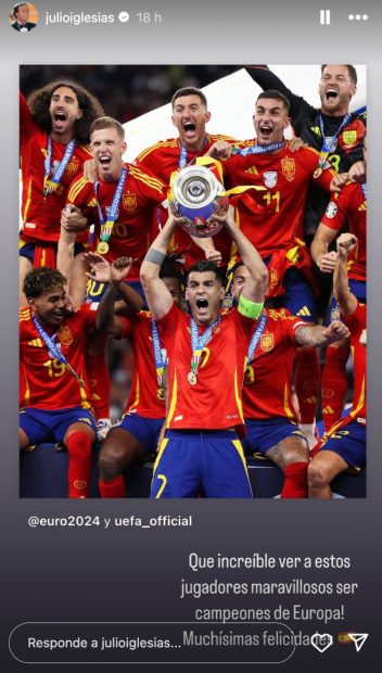 El mensaje de apoyo de Julio Iglesias a la Selecci&oacute;n Espa&ntilde;ola. (Foto: Instagram)