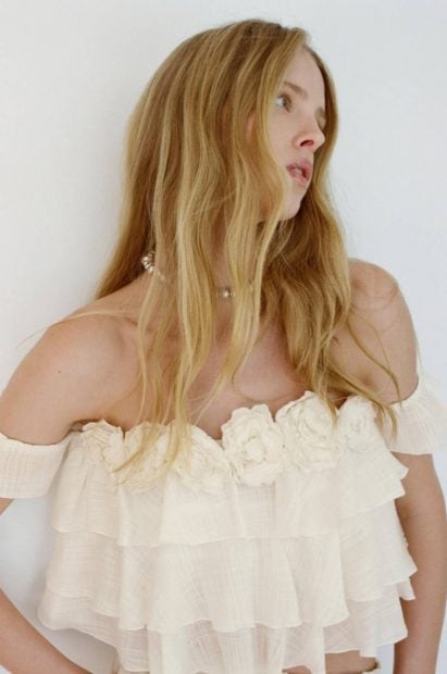 Top de algod&oacute;n con gasa de Zara.