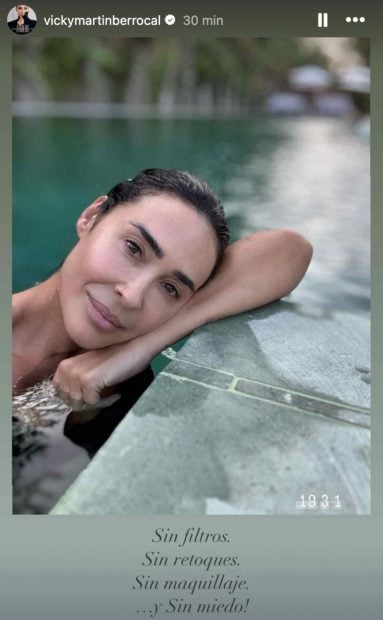 Vicky Martín Berrocal sin maquillaje en las redes sociales.