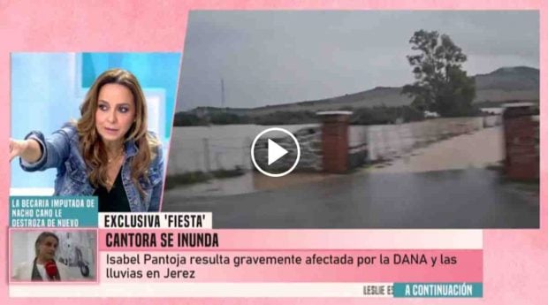 Las im&aacute;genes de Cantora inundada por la DANA, en 'Fiesta'. (Telecinco)
