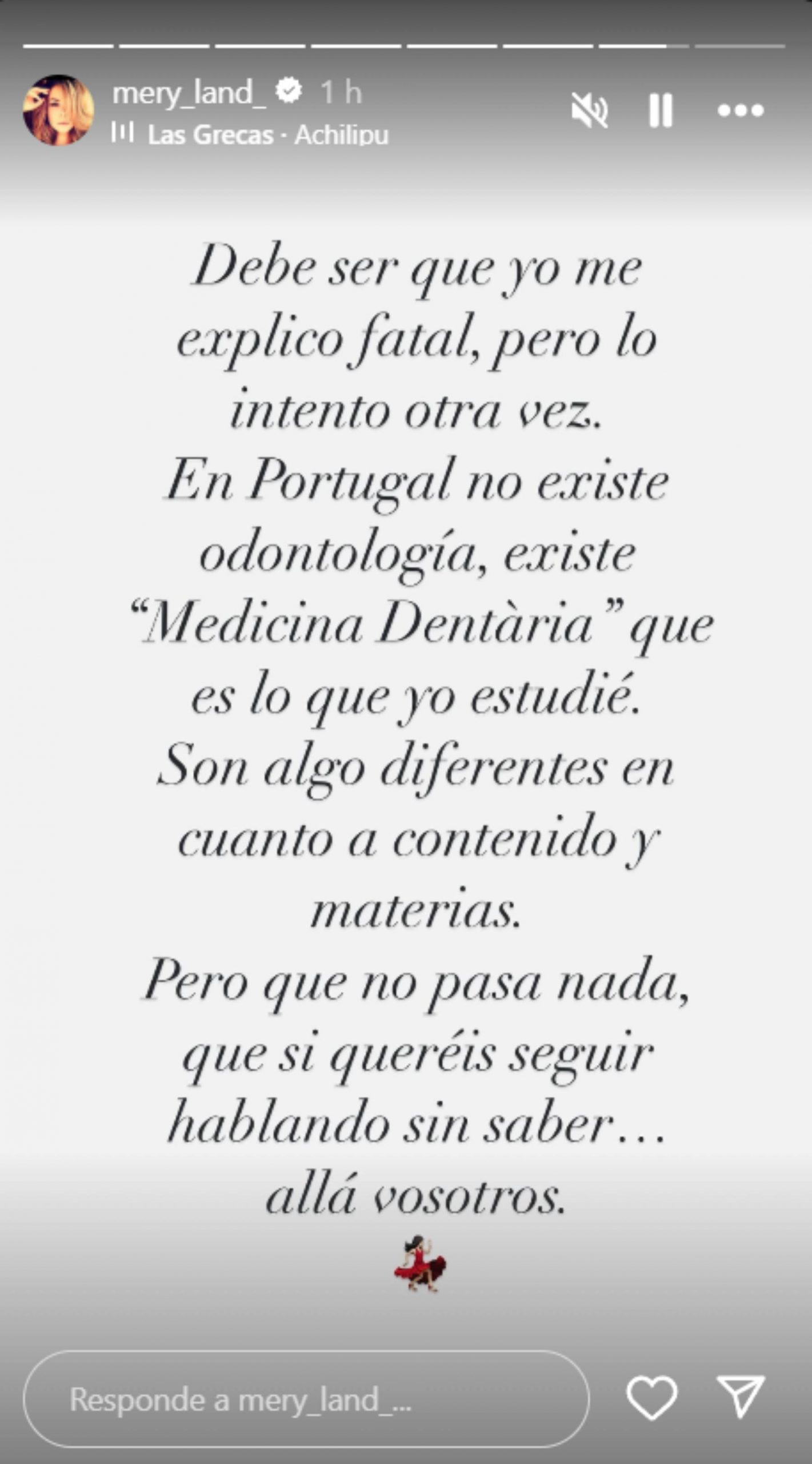 Stories de Instagram de Mar&iacute;a Jos&eacute; Campanario. (Foto: RRSS)