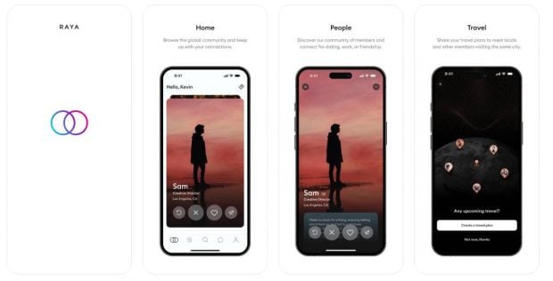 Esta imagen muestra una interfaz de la app Raya.
