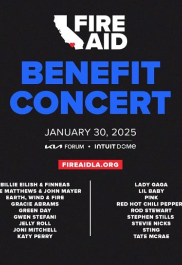 Cartel de artistas que actuar&aacute;n en el concierto ben&eacute;fico por Los &Aacute;ngeles. (Foto: Instagram)