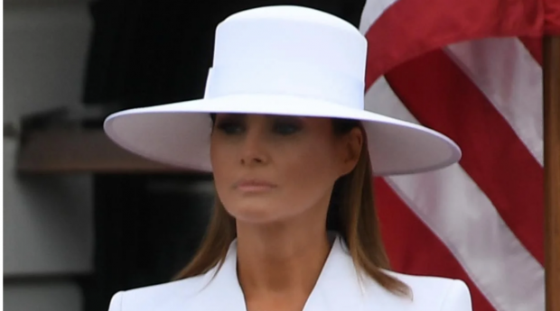Melania Trump el d&iacute;a de la visita oficial de macron en abril de 2018