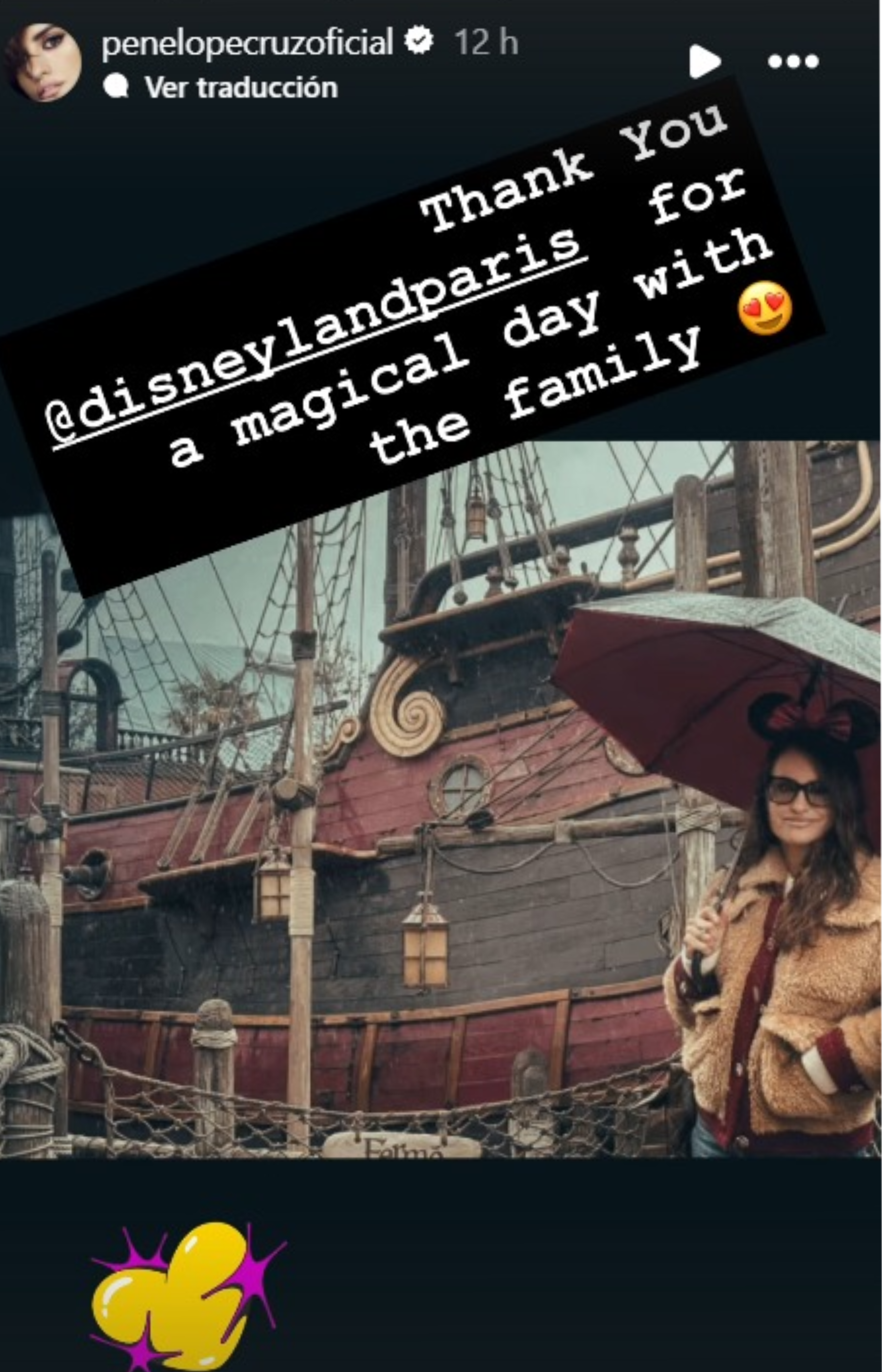 Pen&eacute;lope Cruz en Disneyland Par&iacute;s. (Foto:Instagram)