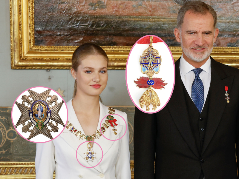 La Princesa Leonor con el Tois&oacute;n de Oro y la Distinguida Orden de Carlos III. (Foto:Gtres)