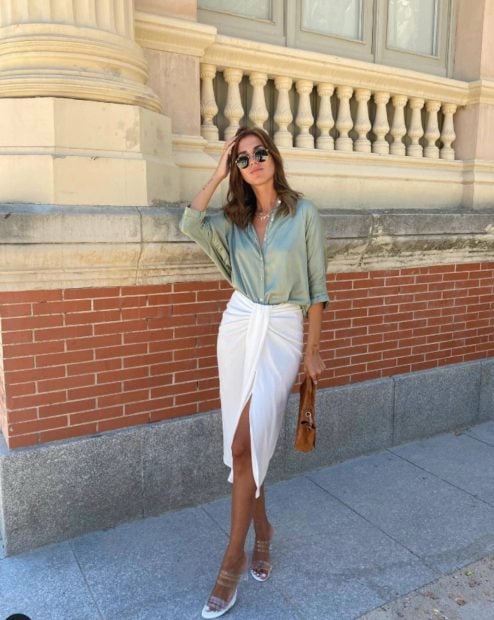 Mery Turiel con una falda pareo de color blanco. (Foto: Redes Sociales)