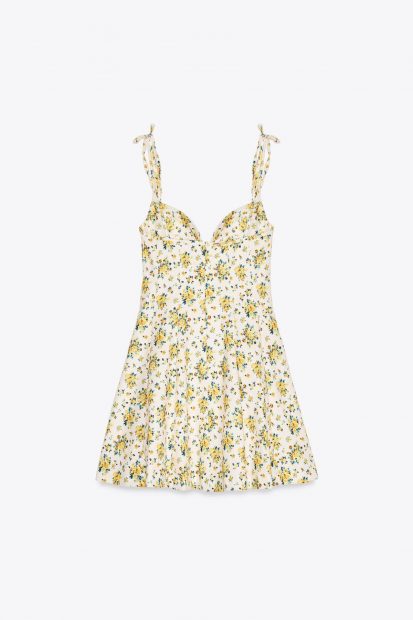 Vestido popel&iacute;n de Flores de Zara.