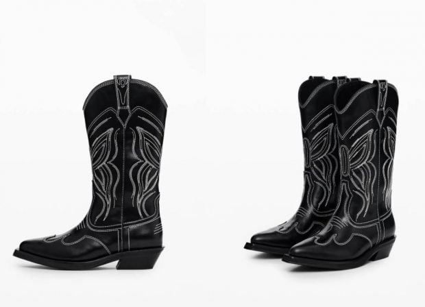 Bota cowboy media altura, con tac&oacute;n y bordado. (Foto: Desigual)