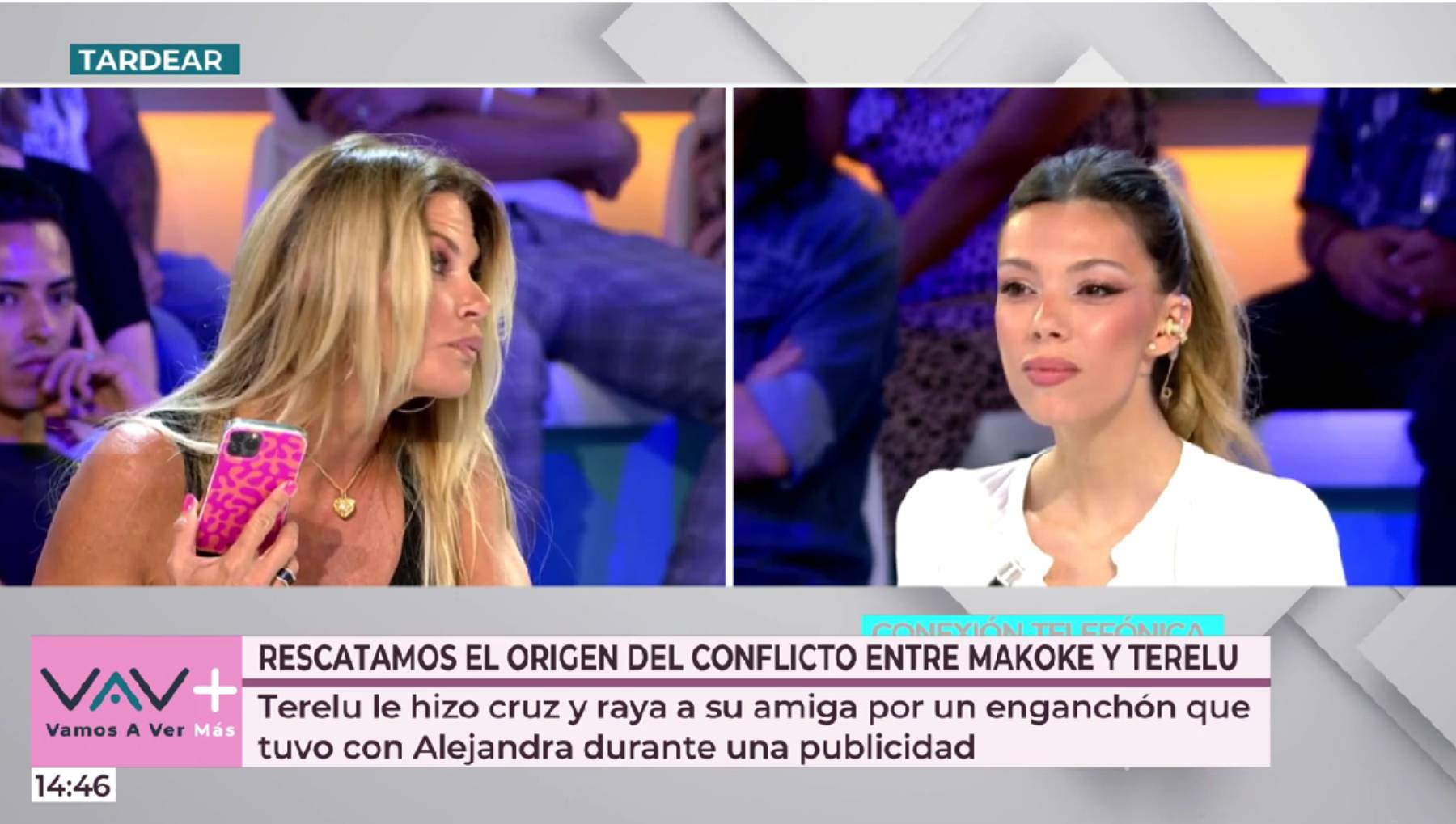Makoke y Alejandra Rubio en un plat&oacute; de televisi&oacute;n. (Foto: Telecinco)